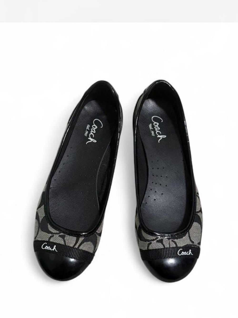 Coach Black & Grey Signature Canvas Ballet Flats